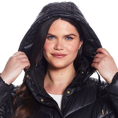 Plus Size Weathercast Hooded Heavyweight Puffer Coat