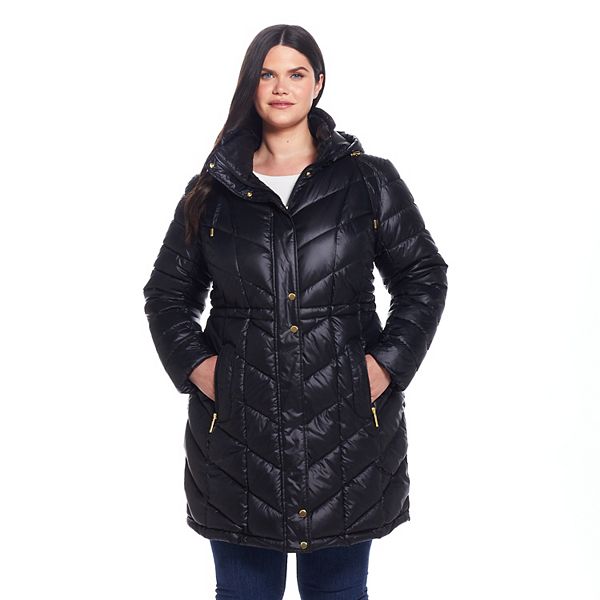 Plus Size Weathercast Hooded Heavyweight Puffer Coat