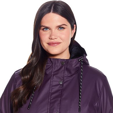 Plus Size Weathercast Hooded Midweight Rain Jacket