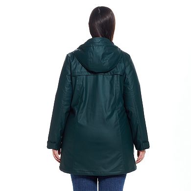 Plus Size Weathercast Hooded Midweight Rain Jacket