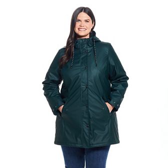 Plus Size Weathercast Hooded Midweight Rain Jacket
