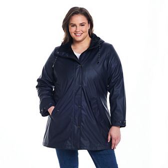 Plus Size Weathercast Hooded Midweight Rain Jacket