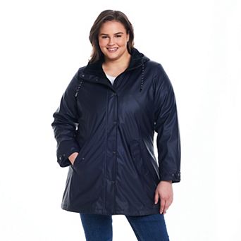 Plus Size Weathercast Hooded Midweight Rain Jacket