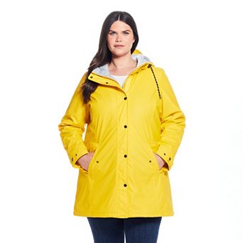 Plus Size Weathercast Hooded Midweight Rain Jacket