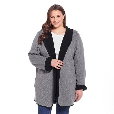 Plus Size Weathercast Open-Front Reversible Jacket