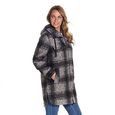 Women's Weathercast Zip Front Hooded Bouclé Shacket