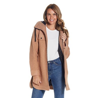 Women's Weathercast Zip Front Hooded Bouclé Shacket