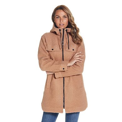 Women's Weathercast Zip Front Hooded Bouclé Shacket