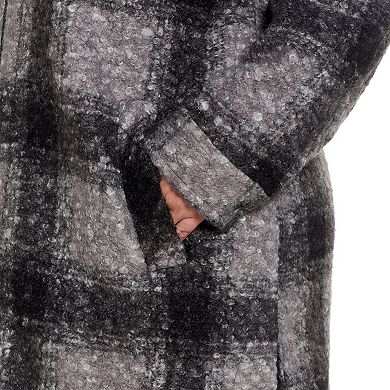 Plus Size Weathercast Zip Front Hooded Bouclé Shacket