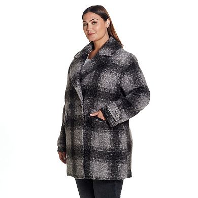 Plus Size Weathercast Double Breasted Boucle Peacoat