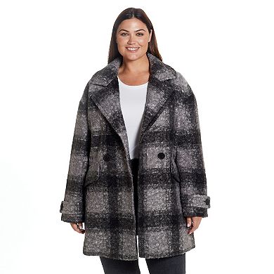 Plus Size Weathercast Double Breasted Boucle Peacoat