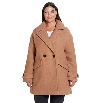 Plus Size Weathercast Double Breasted Boucle Peacoat