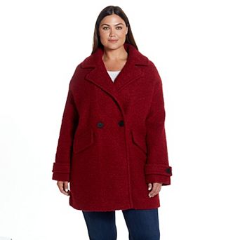 Plus Size Weathercast Double Breasted Boucle Peacoat