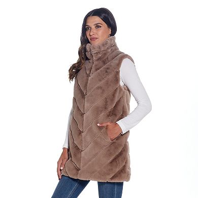 Women's Weathercast Chevron Faux-Fur Vest