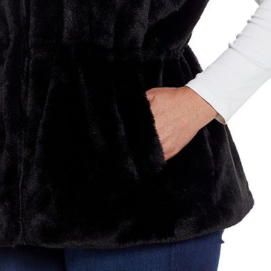 Plus Size Weathercast Cinched Faux Fur Vest