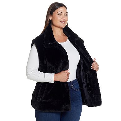 Plus Size Weathercast Cinched Faux Fur Vest