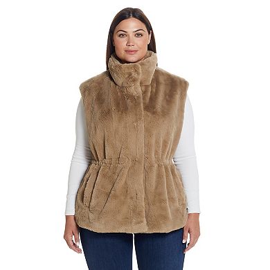 Plus Size Weathercast Cinched Faux Fur Vest