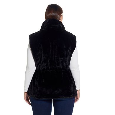Plus Size Weathercast Cinched Faux Fur Vest