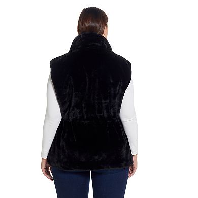 Plus Size Weathercast Cinched Faux Fur Vest