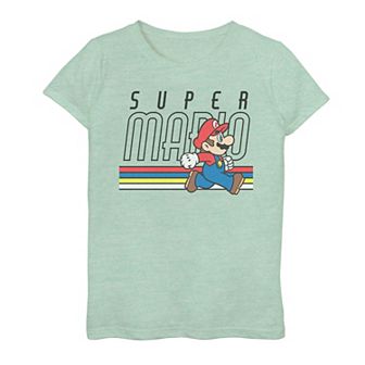 Girls 7-16 Nintendo Super Mario Retro Stripe Walk Graphic Tee