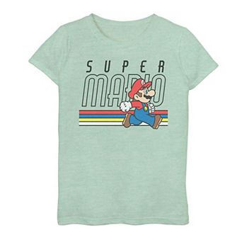 Girls 7-16 Nintendo Super Mario Retro Stripe Walk Graphic Tee