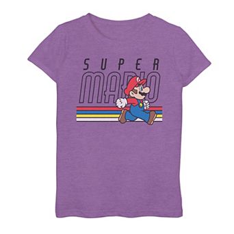 Girls 7-16 Nintendo Super Mario Retro Stripe Walk Graphic Tee