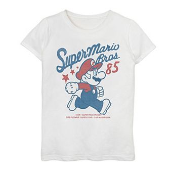 Girls 7-16 Super Mario Retro Side Profile Portrait Graphic Tee