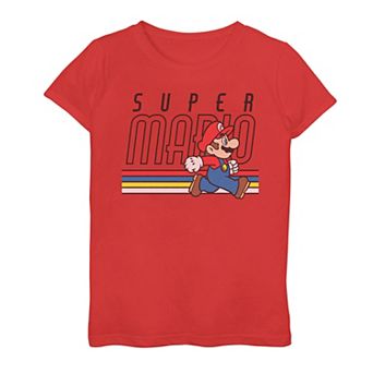 Girls 7-16 Nintendo Super Mario Retro Stripe Walk Graphic Tee