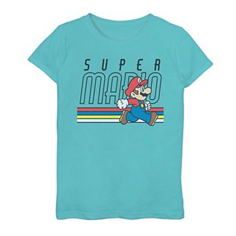 Girls 7-16 Nintendo Super Mario Retro Stripe Walk Graphic Tee