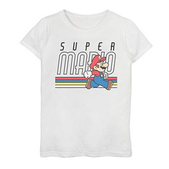 Girls 7-16 Nintendo Super Mario Retro Stripe Walk Graphic Tee