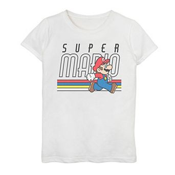 Girls 7-16 Nintendo Super Mario Retro Stripe Walk Graphic Tee