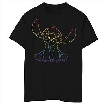 Disney's Lilo & Stitch Boys Husky Rainbow Outline Graphic Tee