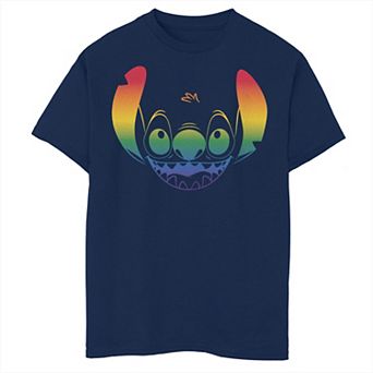 Disney's Lilo & Stitch Boys Husky Rainbow Filled Stitch Face Graphic Tee