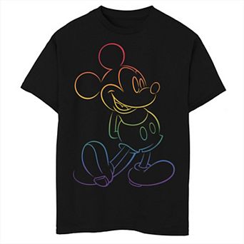 Disney's Mickey Mouse Boys Husky Rainbow Outline Graphic Tee