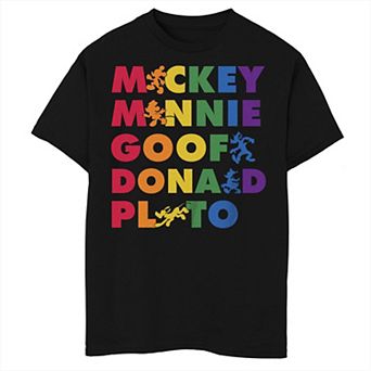 Disney's Mickey Mouse & Friends Rainbow Name Stack Boys Husky Graphic Tee