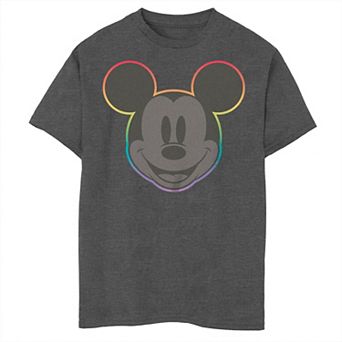 Disney's Mickey Mouse Boys Husky Rainbow Outline Head Graphic Tee