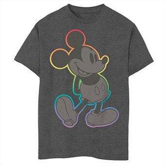Disney's Mickey Mouse Boys Husky Rainbow Outline Graphic Tee