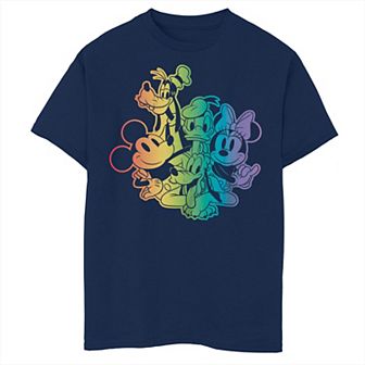 Disney's Mickey Mouse Boys 8-20 Husky Mickey & Friends Rainbow Group Shot Tee