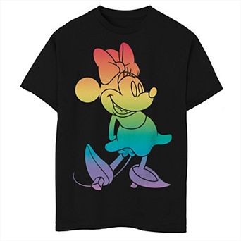 Disney's Minnie Mouse Rainbow Filled Silhouette Boys Husky Graphic Tee