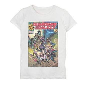 Girls 7-16 Guardians Of The Galaxy Vol. 3 Action Comic Cover Graphic Tee