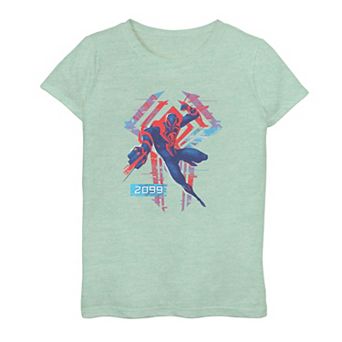 Girls 7-16 Marvel Spider-Man Across The Spider Verse 2099 Glitchy Background Graphic Tee