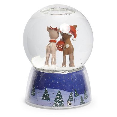 Roman Rudolph the Red Nose Reindeer and Clarice Light Up Swirl Dome