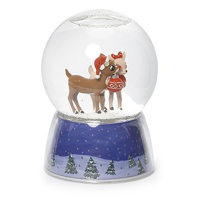Roman Rudolph the Red Nose Reindeer and Clarice Light Up Swirl Dome