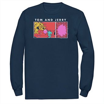 Big & Tall Tom and Jerry Bubble Gum Scene Portrait Panel Long Sleeve Graphic Tee