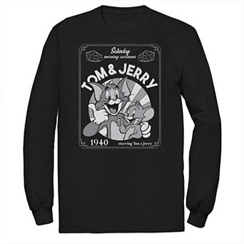 Big & Tall Tom and Jerry Saturday Morning Cartoons 1940 Portrait Long Sleeve Graphic Tee