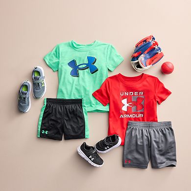 Baby & Toddler Boy Under Armour Big 3D Logo Graphic Tee & Side Panel Shorts Set