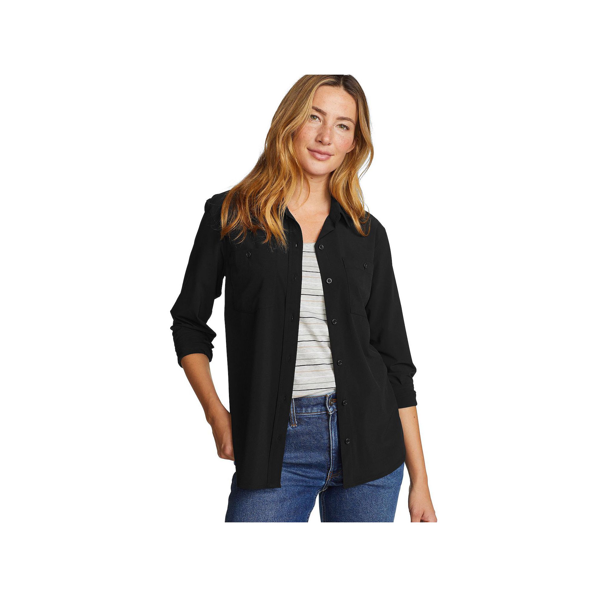 Womens Eddie Bauer Departure 3.0 Long Sleeve Shirt, Size: XS, Black