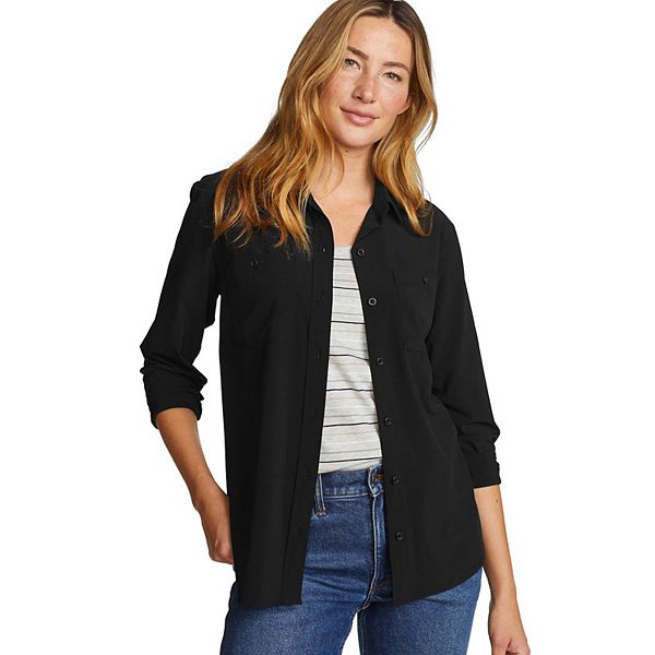 Women's Eddie Bauer Departure 3.0 Long Sleeve Shirt - Black (LARGE)
