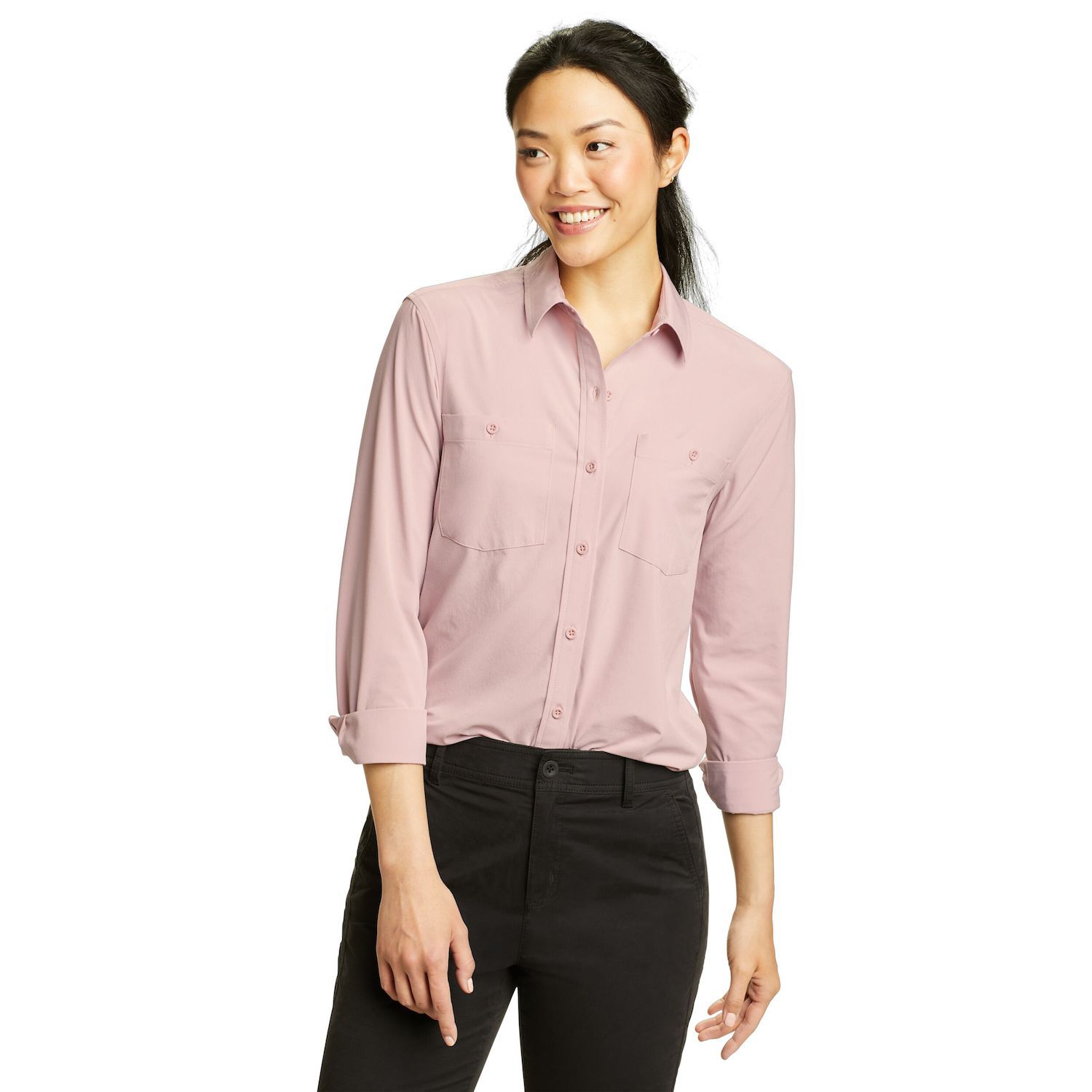 thumbnail image 2 of Eddie Bauer Women's Moisture Wicking UPF 50+ Departure Top Bottom Down... 2 of 12