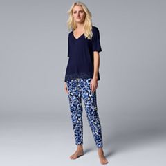 Mejores ofertas e historial de precios de Women's Simply Vera Vera Wang  Short Sleeve Pajama Top and Capri Pajama Pants Set, Size: XL, Light Pink en